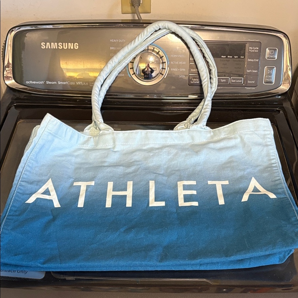 Athleta Gradient Blue Cotton Canvas Tote with Rope Handles